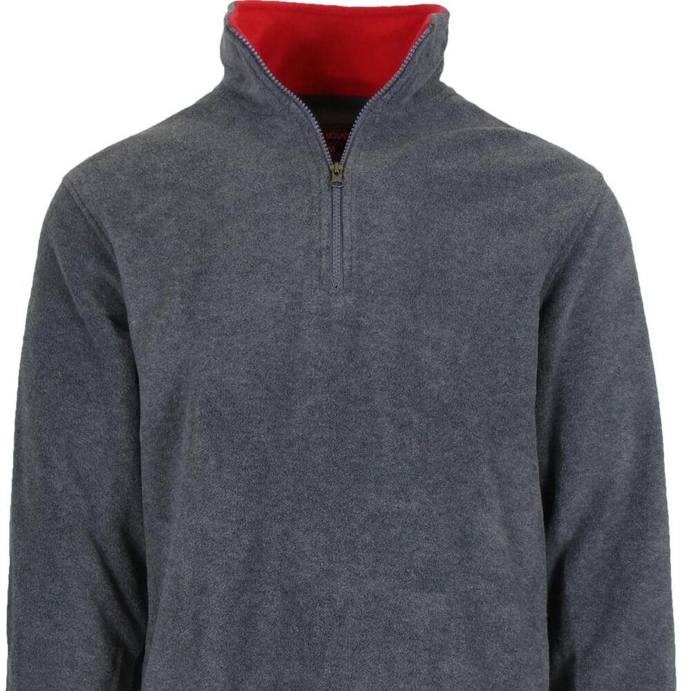JH Design Men’s Quarter Zip Thermal Fleece Pullover Charcoal Grey